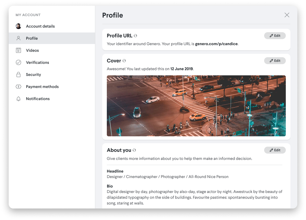 genero profile update cover image